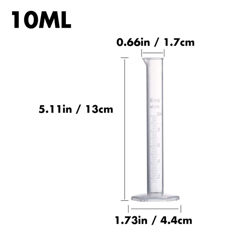 Young4us Measuring Cylinder Set, 4 Sizes Graduated Polypropylene Lab Test Tubes in 100 ml, 50 ml, 25 ml, 10 ml for Laboratory, & Science Experiments with 4 Plastic Droppers in 3 ml - Image 5